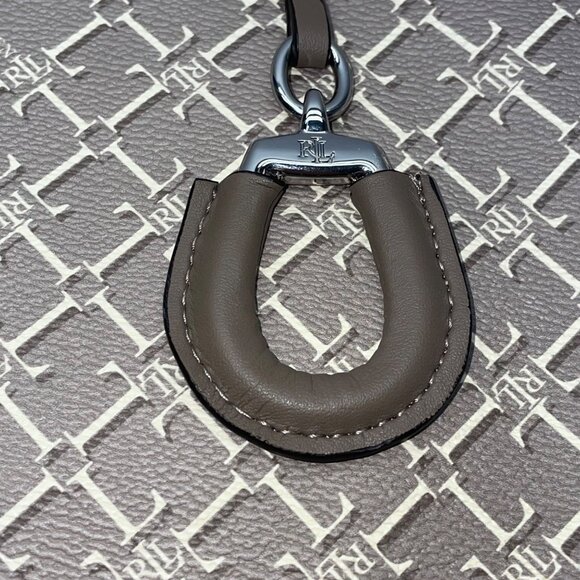 Lauren Ralph Lauren Women’s Gray Monogram Faux Leather Shoulder Straps Tote Bag - Picture 15 of 16